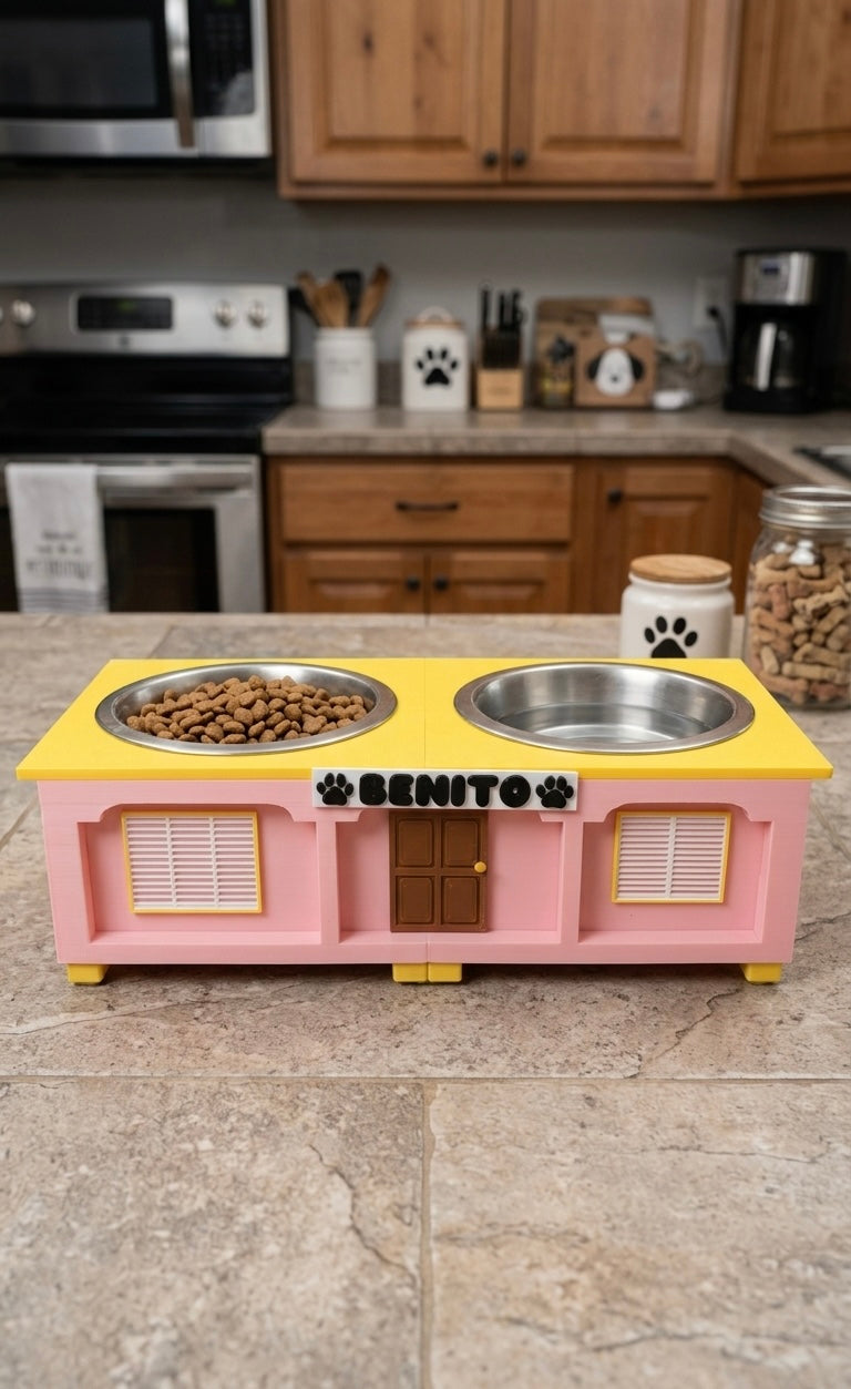 Modern Casita Pet Feeder – Elevated Double Bowl Stand (Fits 6.5" Bowls)