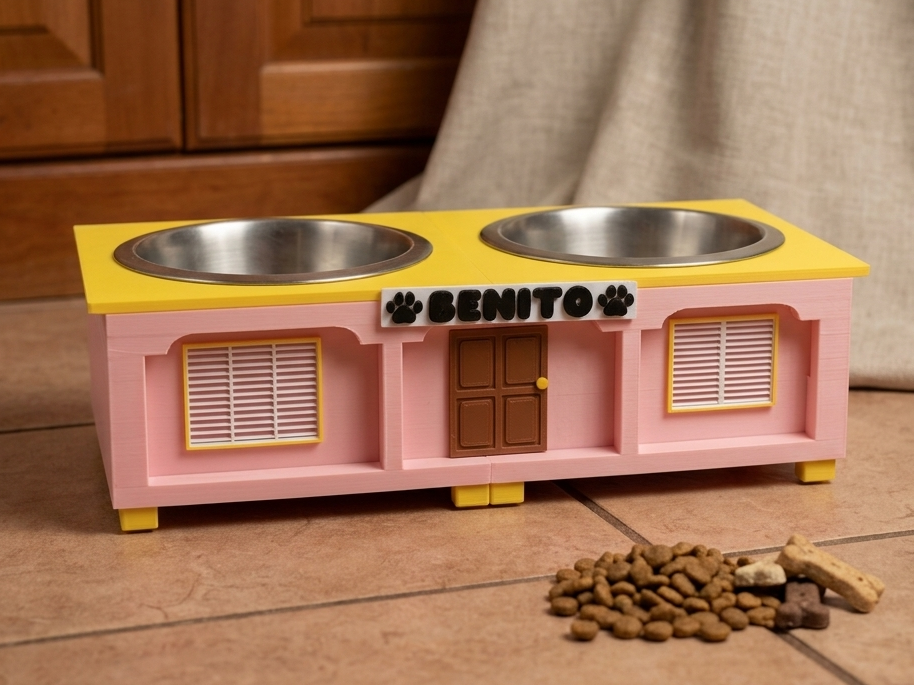 Modern Casita Pet Feeder – Elevated Double Bowl Stand (Fits 6.5" Bowls)
